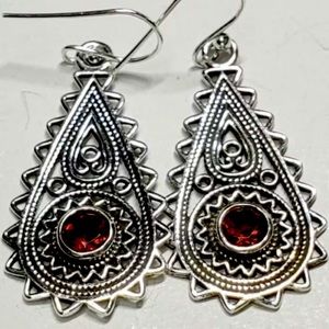Sterling Silver Garnet Earrings (~weight 6.8g), Suggested Retail Value $240